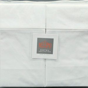 Bellino Italian Cotton Raised Piping KING or QUEEN Size Sheet Set - WHITE
